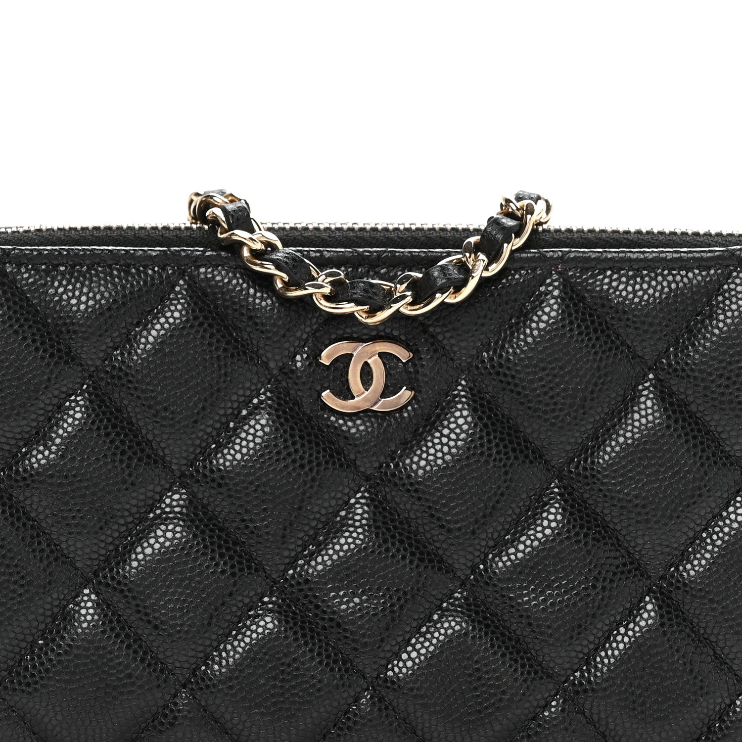 Caviar Quilted Small Clutch With Chain Black