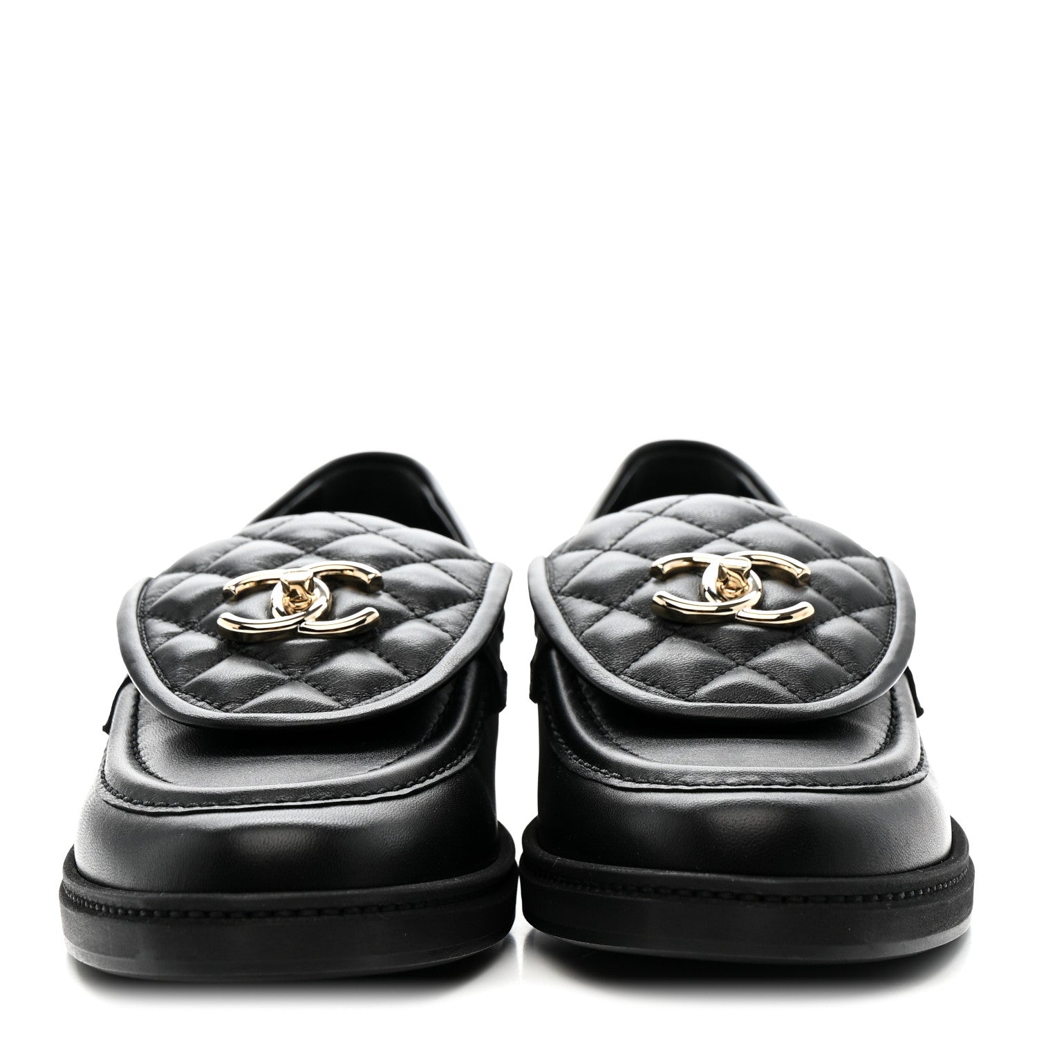 Lambskin Quilted CC Turnlock Loafers 40 Black