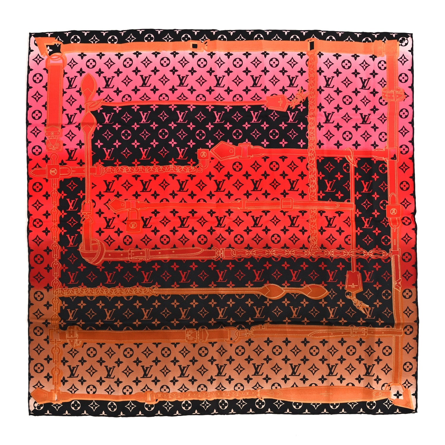 Silk Monogram Rising Confidential Square Scarf 70 Beige Multicolor