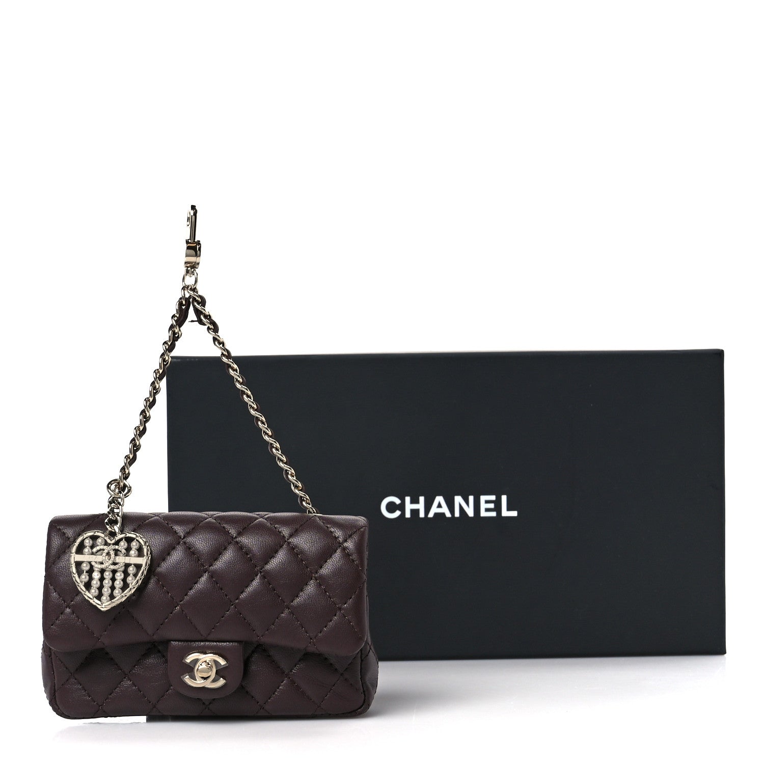 Lambskin Quilted Mini Double Flap With Hook Dark Brown