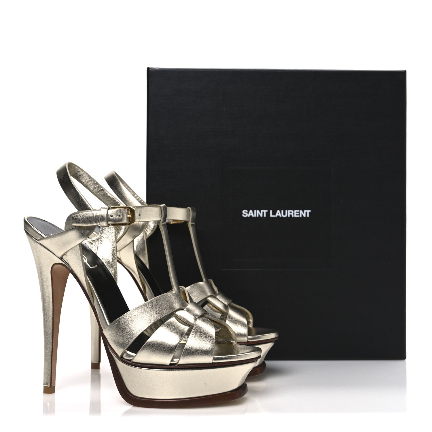 Metallic Nappa Tribute 105 Platform Sandals 37 Platino