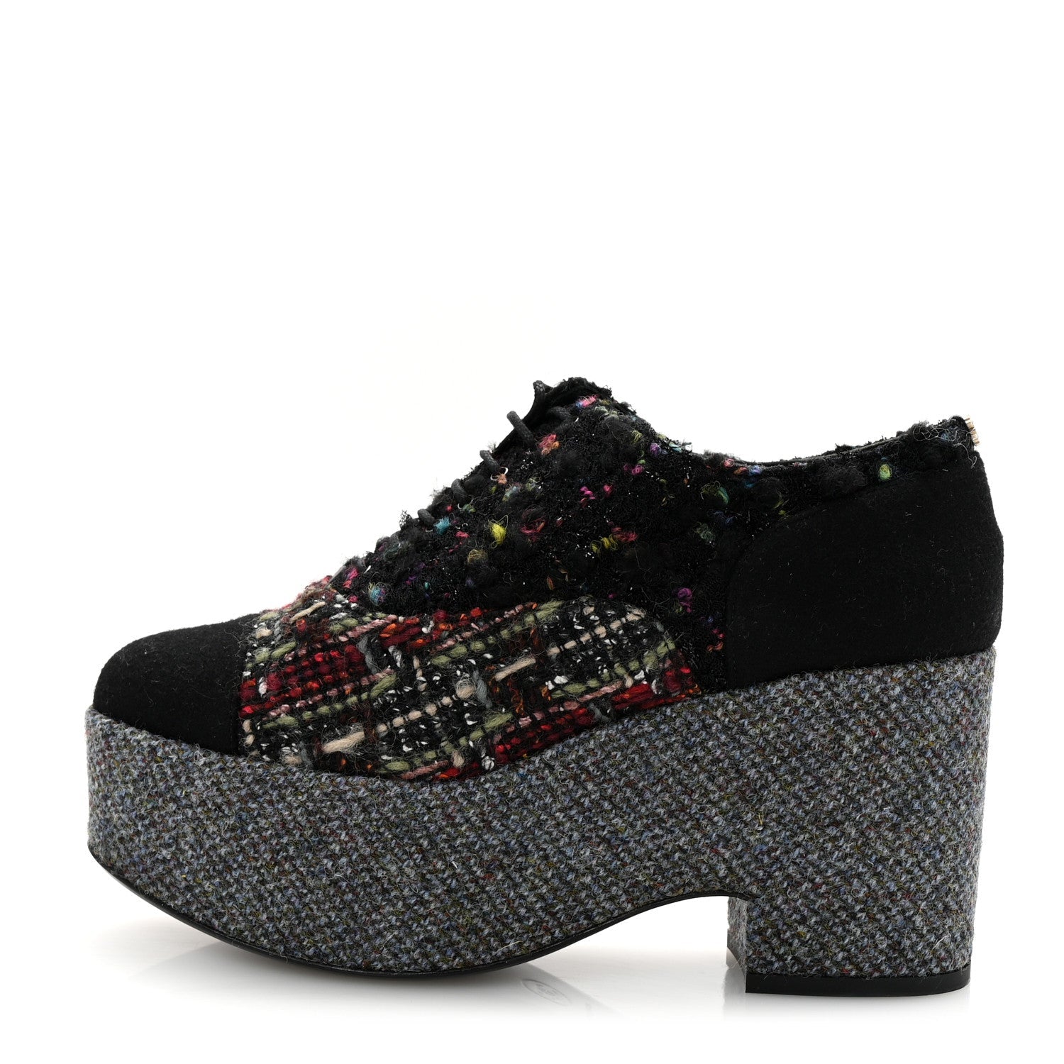 Tweed Lace Up Platform Oxford 39 Multicolor