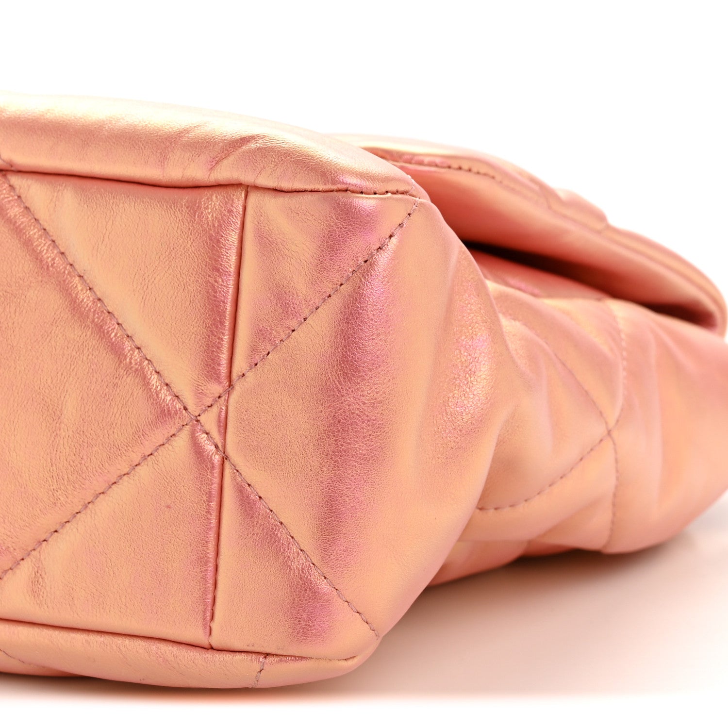 Iridescent Lambskin Quilted Large Chanel 19 Flap Pink
