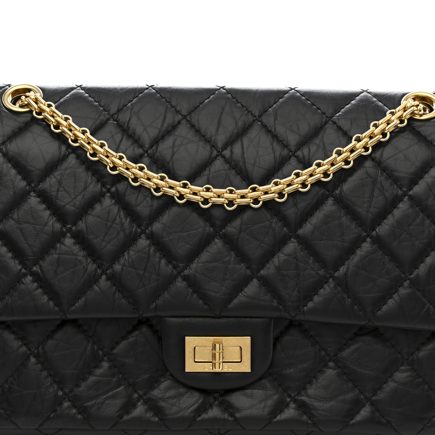 Aged Calfskin Quilted 2.55 Reissue 226 Flap Black