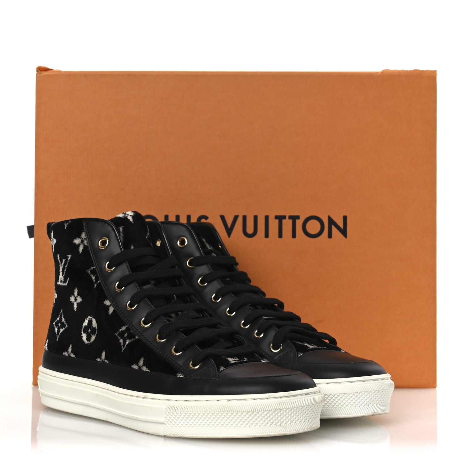Velvet Monogram Stellar Sneakers 38.5 Black White