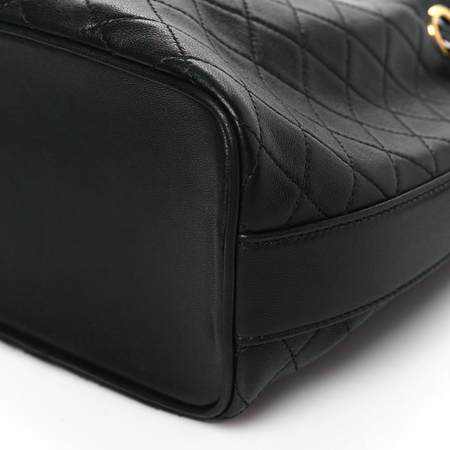 Lambskin Quilted Small Cassandre Bucket Bag Black