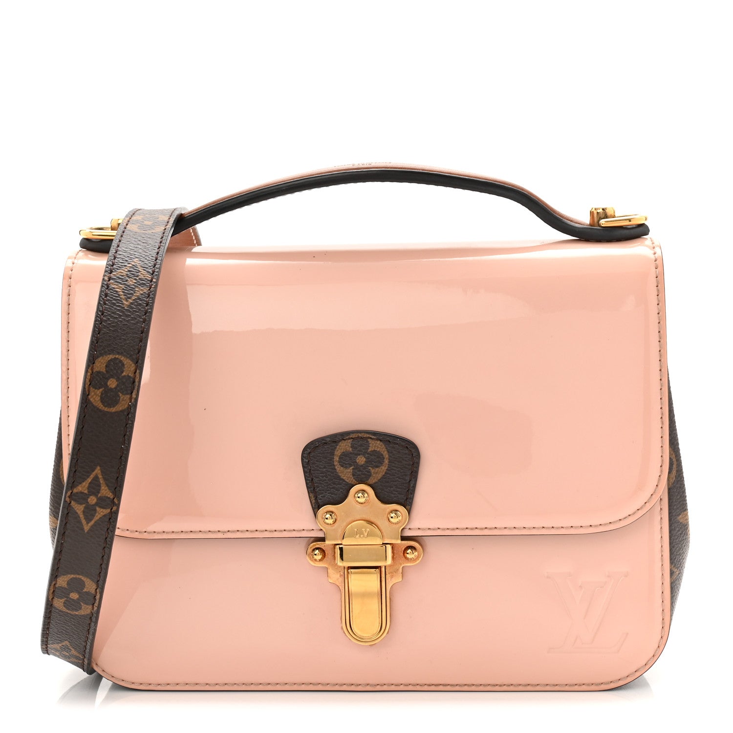 Patent Calfskin Monogram Cherrywood BB Rose Ballerine