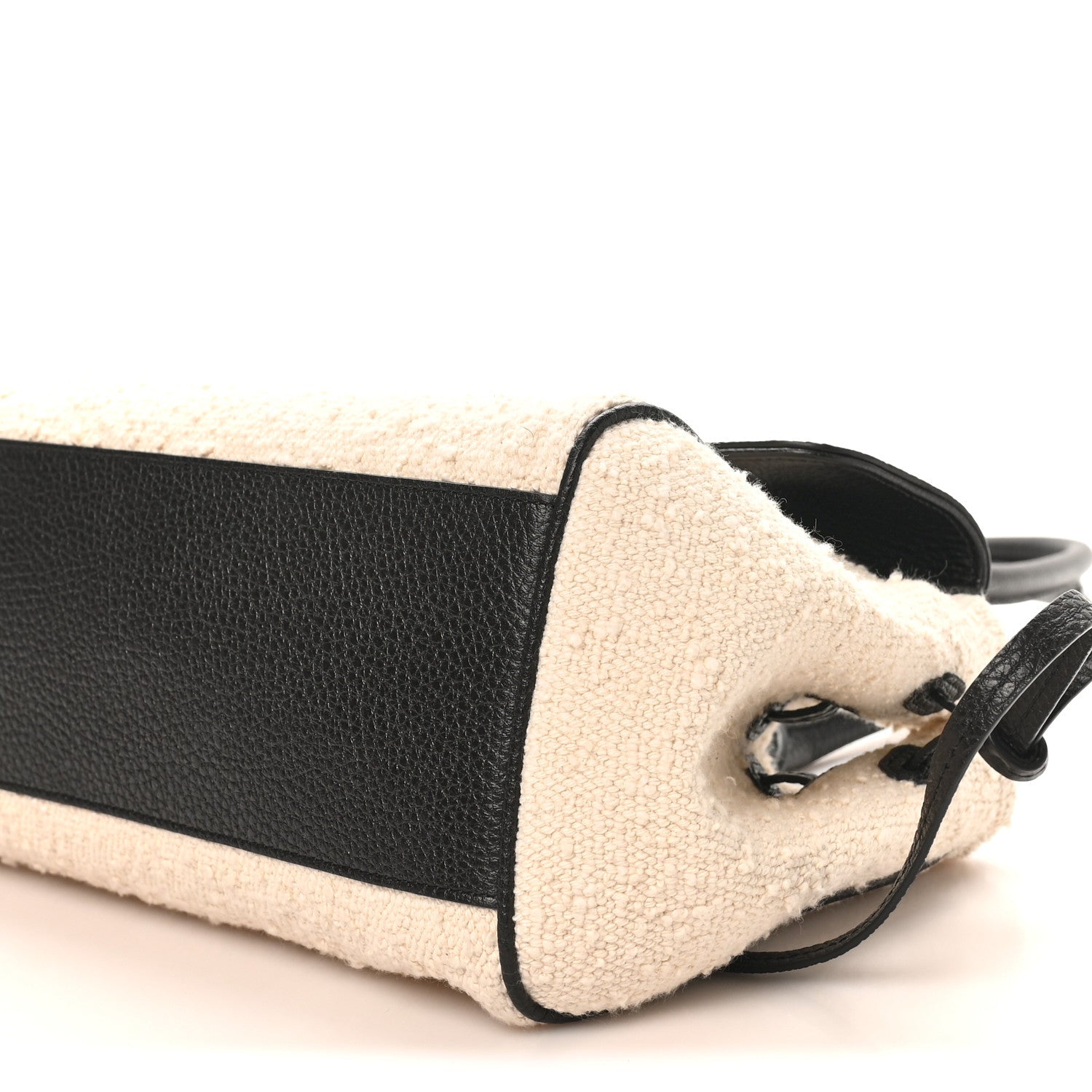 Grained Calfskin Boucle Urban Essentials Small Shopping Bag Black Ivory