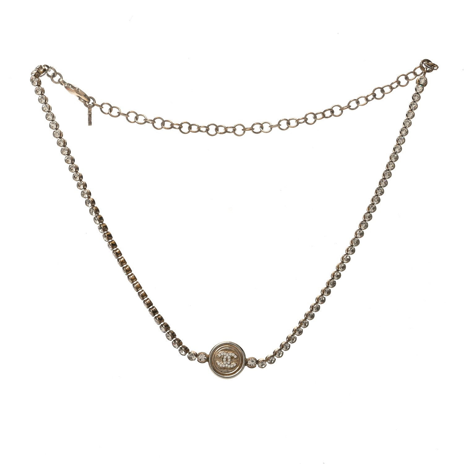 Crystal Pearl CC Choker Necklace Gold