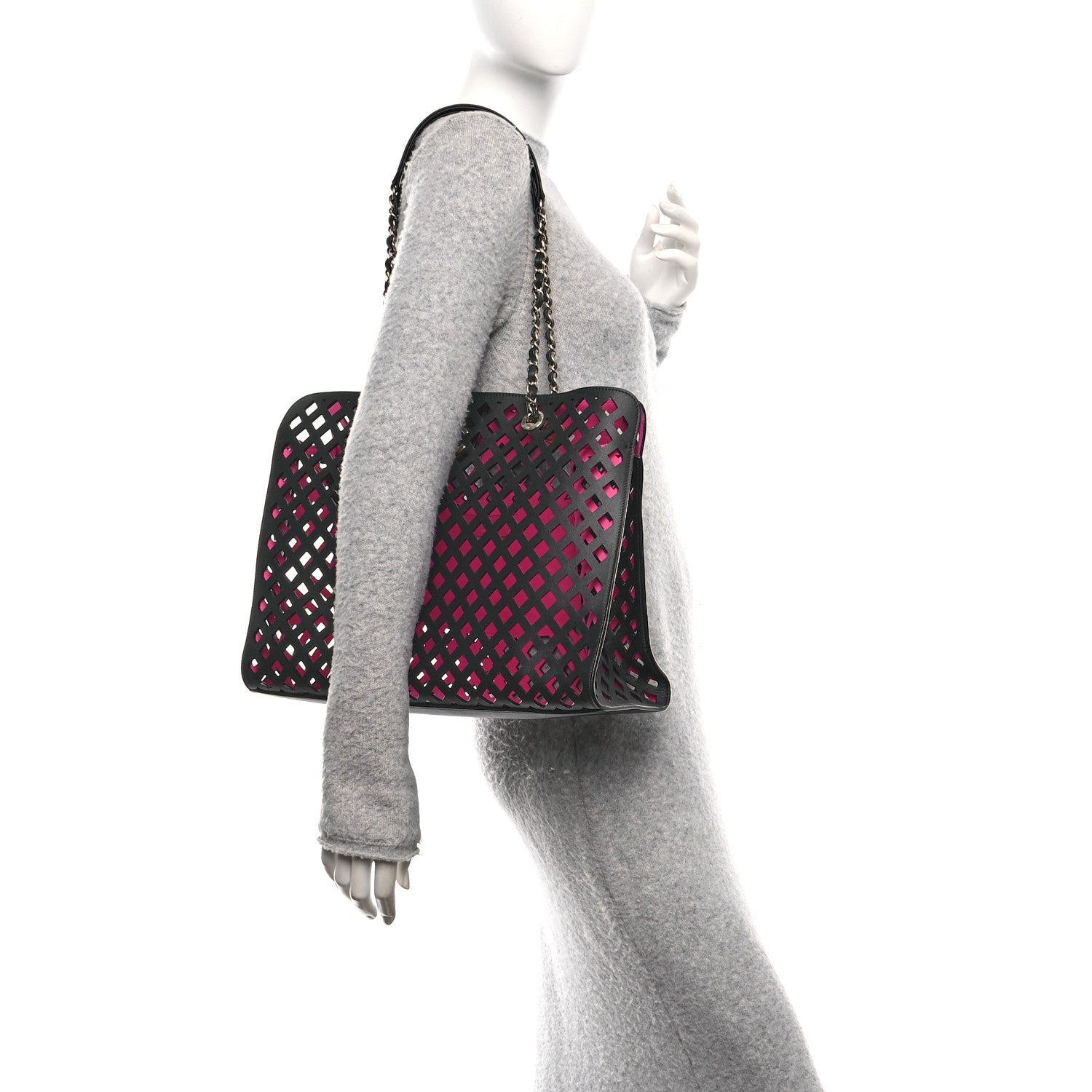 Lambskin Sea Through Tote Black Multicolor