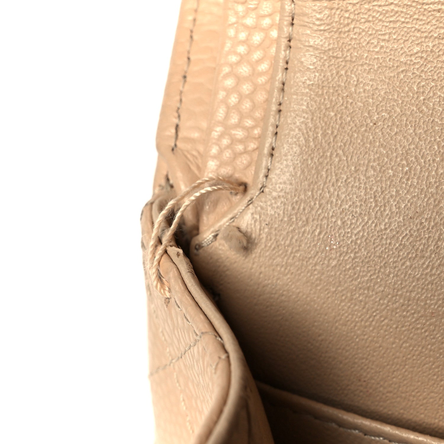 Caviar Quilted Medium Double Flap Beige