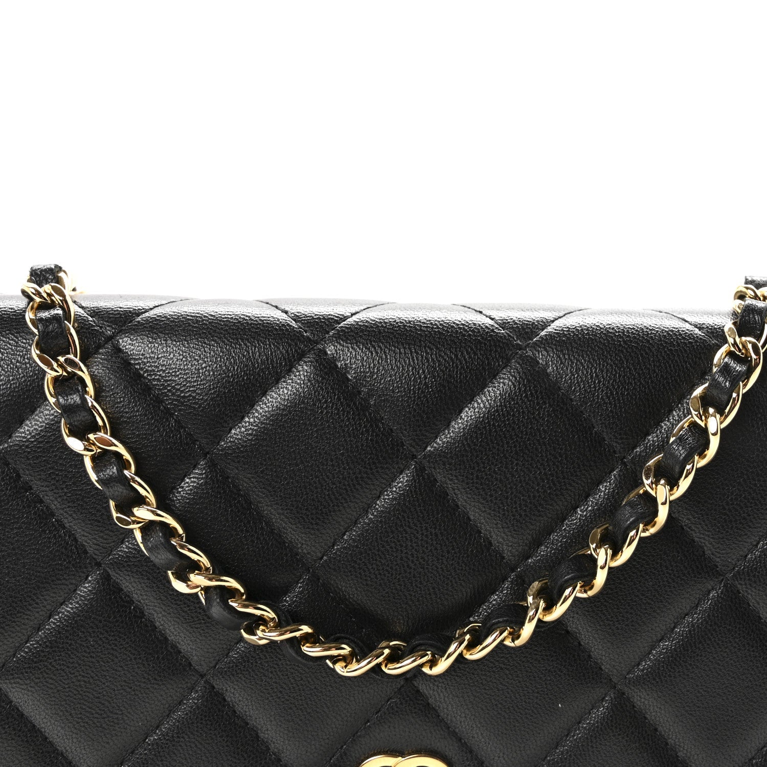 Lambskin Quilted Wallet On Chain WOC Black
