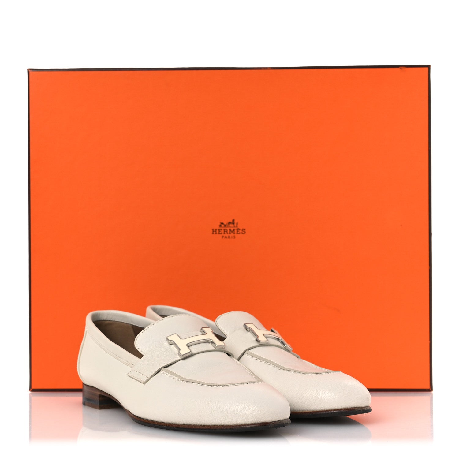 Calfskin Womens Paris Loafers 37 White