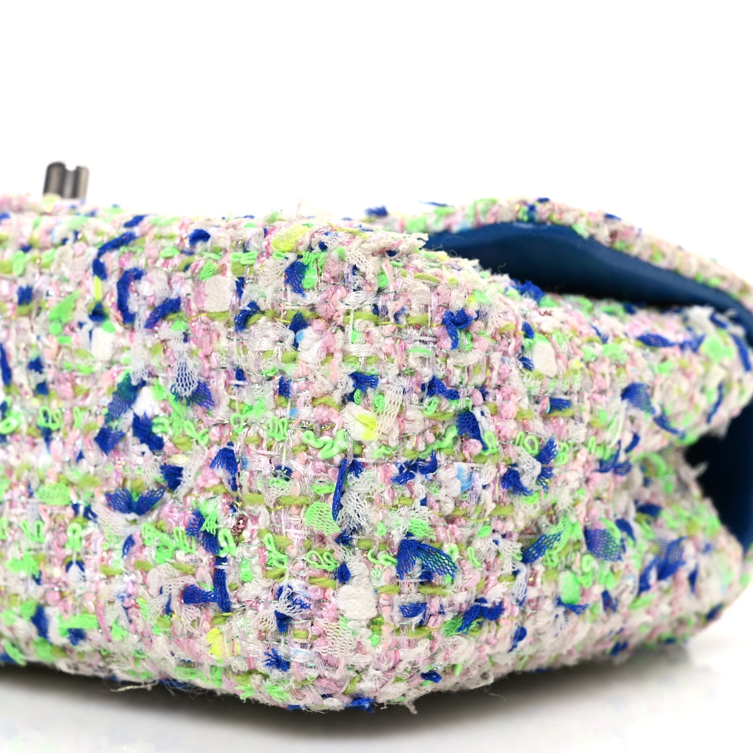 Tweed Quilted Mini Rectangular Flap White Blue Green