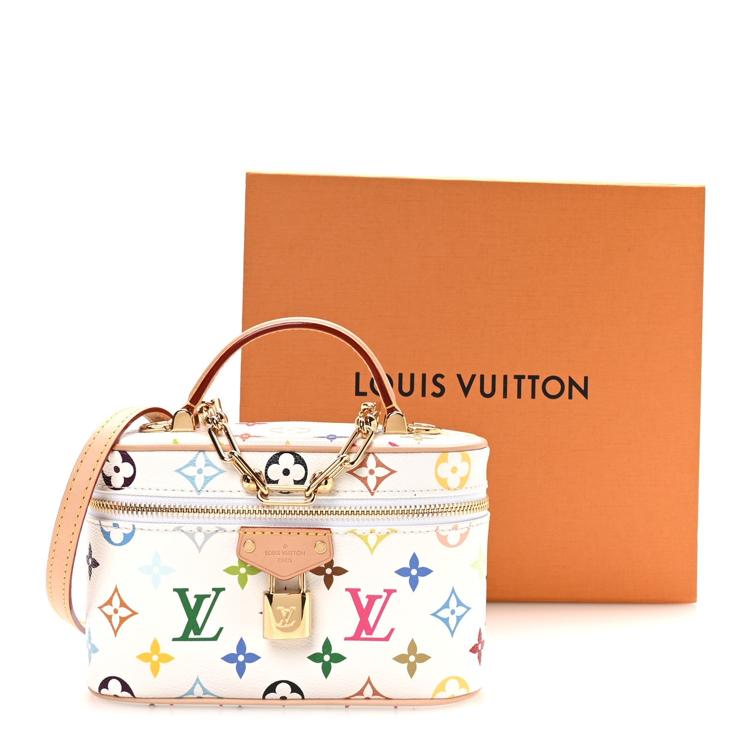LV x TM Monogram Multicolor Vanity Chain Pouch White
