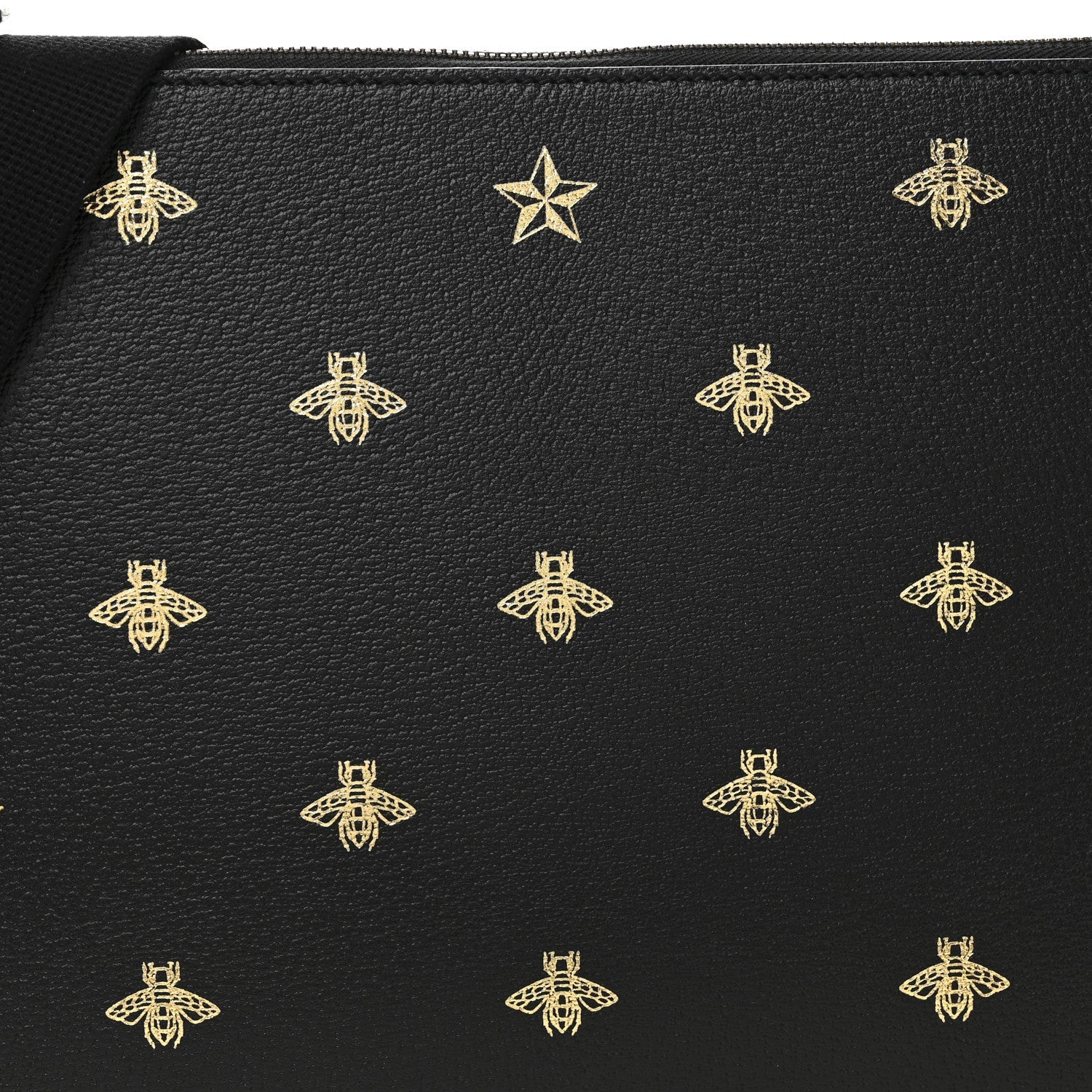 Grained Calfskin Bee Star Messenger Black
