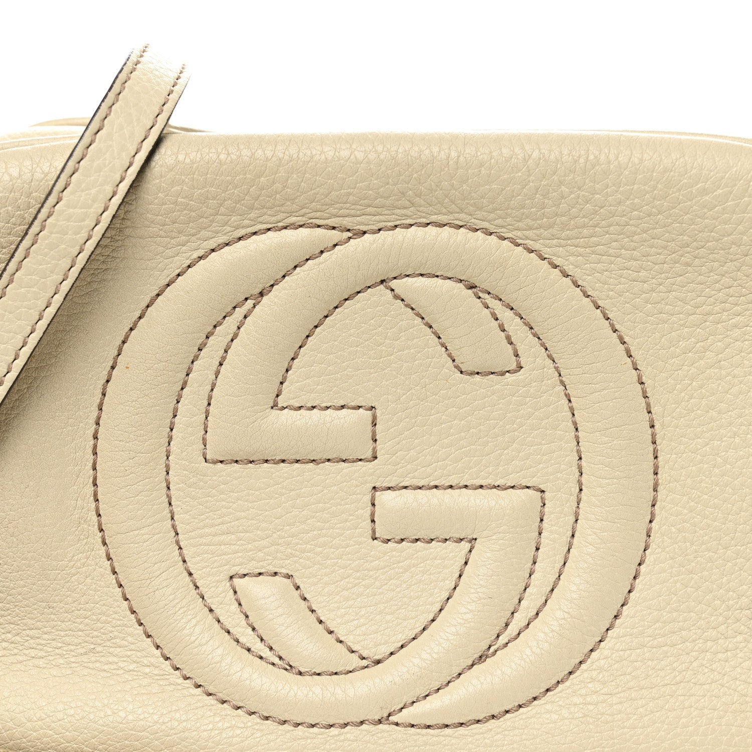 Pebbled Calfskin Small Soho Disco Bag Off White