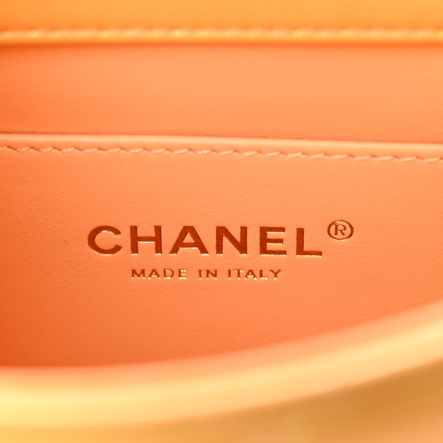 Pearly Lambskin Quilted Pearl Small Flap Orange