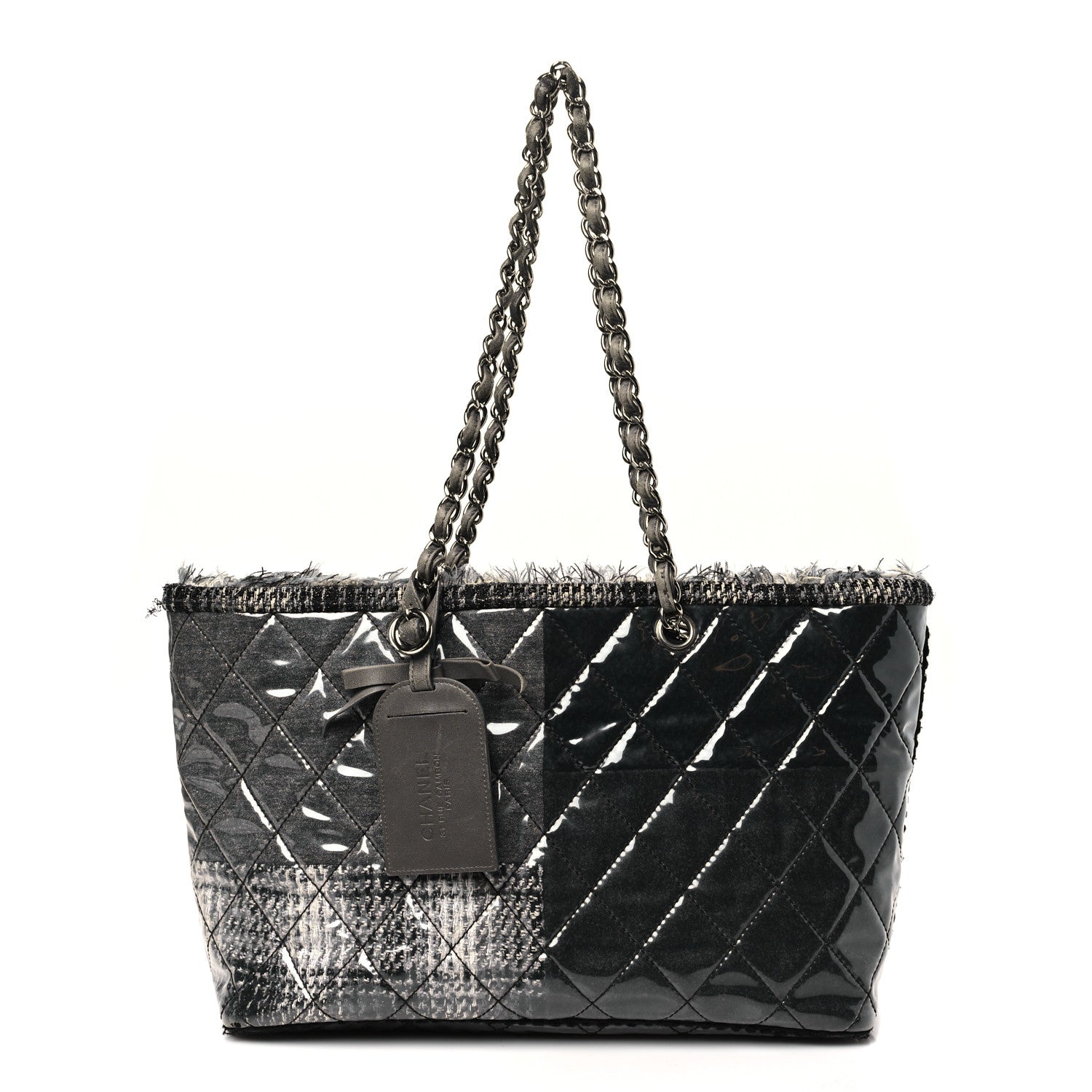 Vinyl Funny Tweed Patchwork Tote Grey