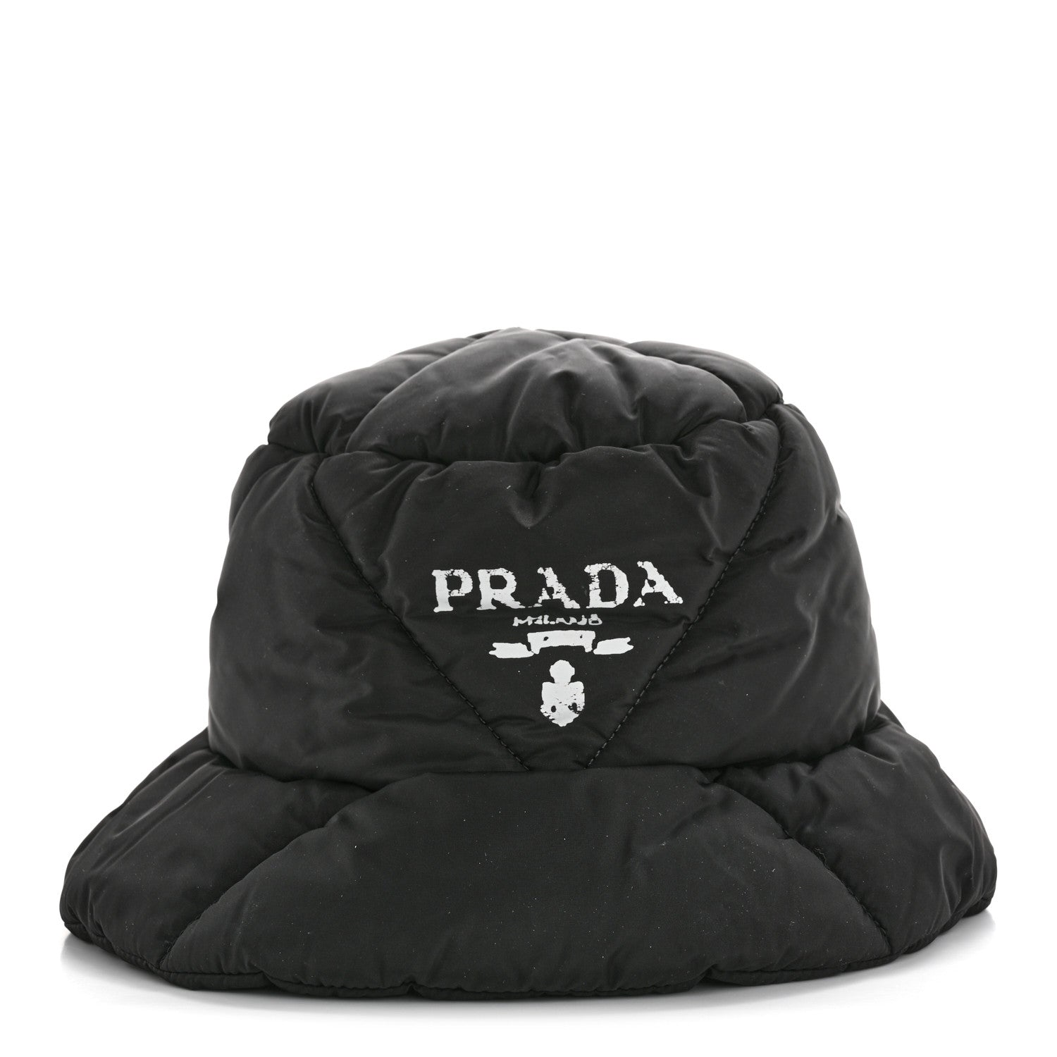 Nylon Triangle Quilted Padded Bucket Hat M Black