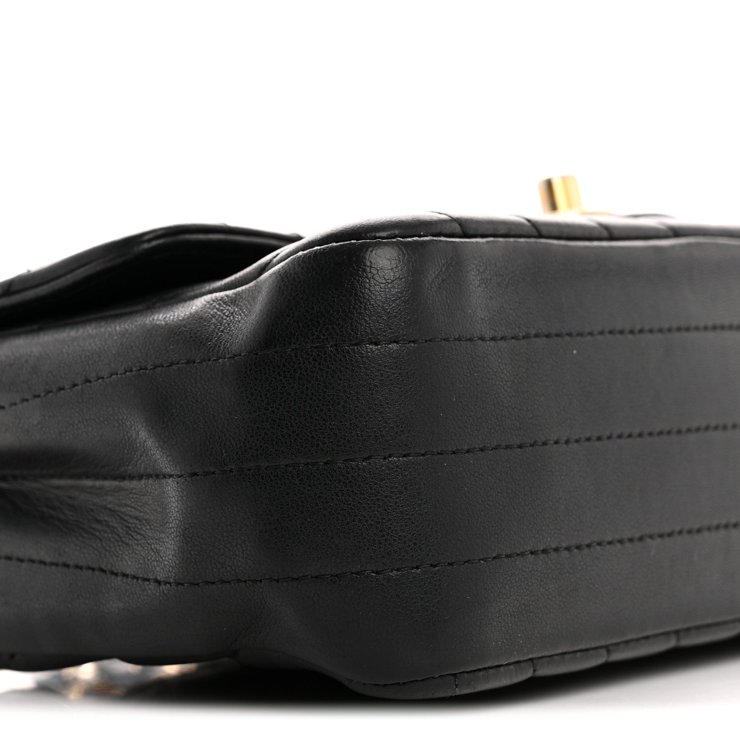 Lambskin Chevron Quilted Mini Rectangular Flap Black