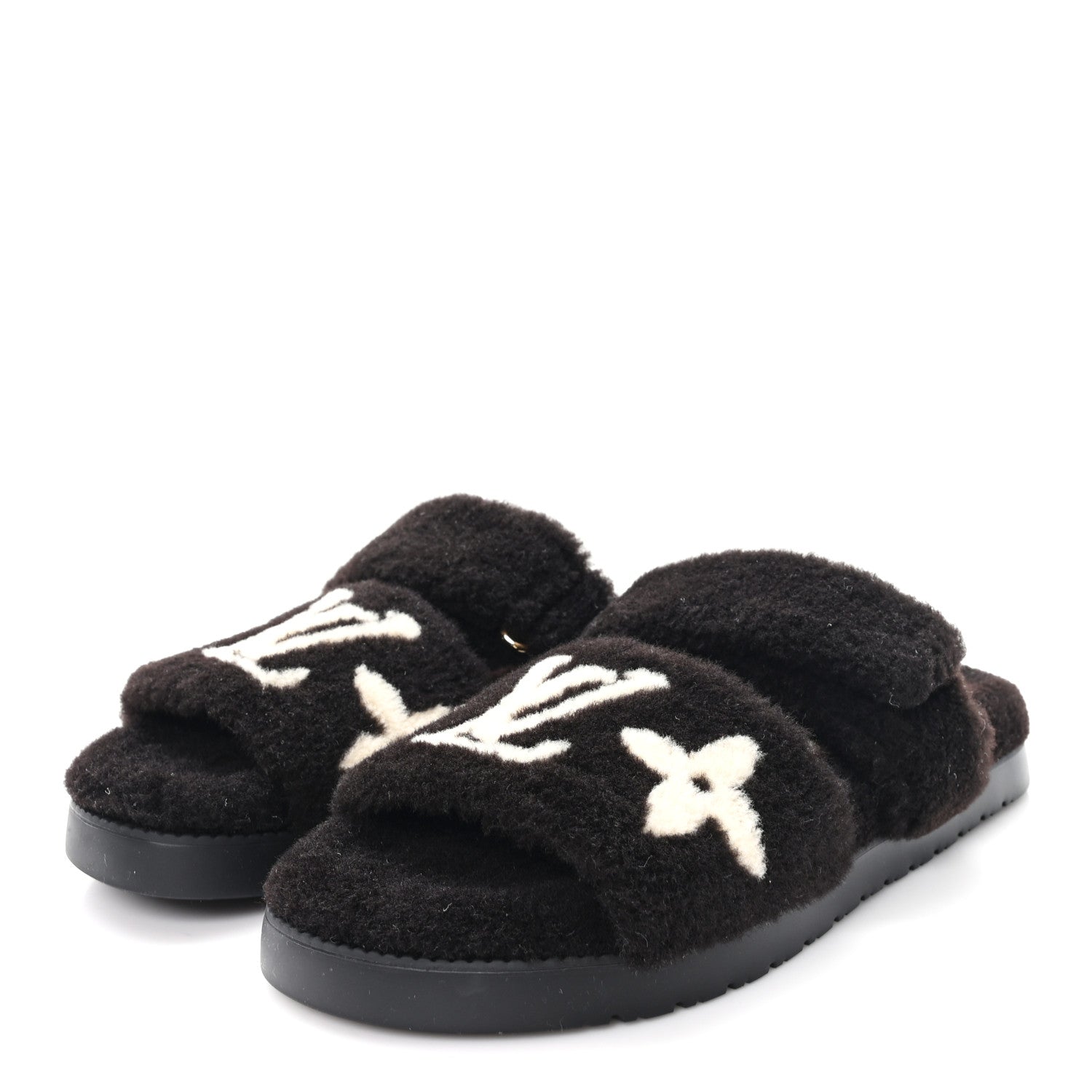 Shearling Monogram Giant LV Sunset Flat Comfort Mule 38 Brown