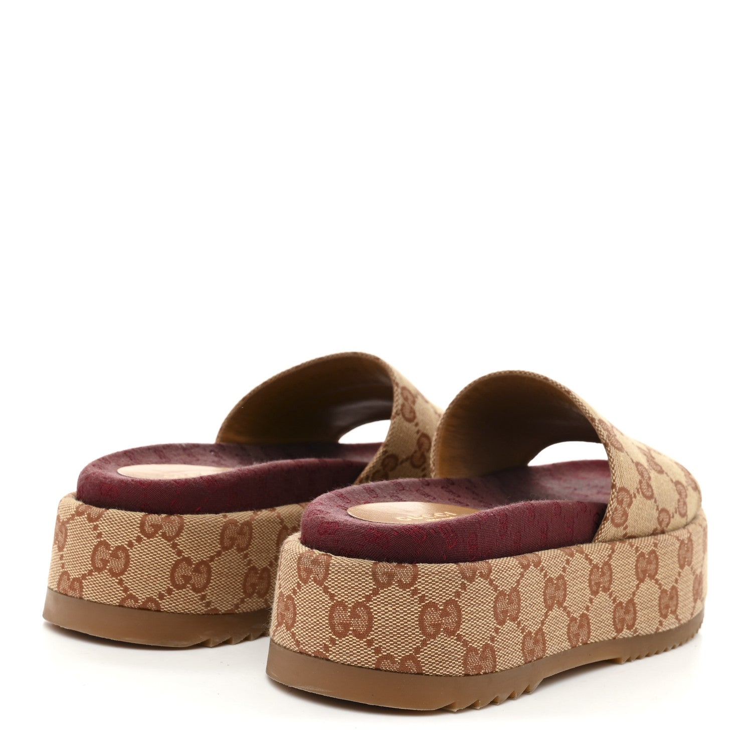 Canvas GG Monogram Angelina Platform Slide Sandals 36.5 Beige Ruggine