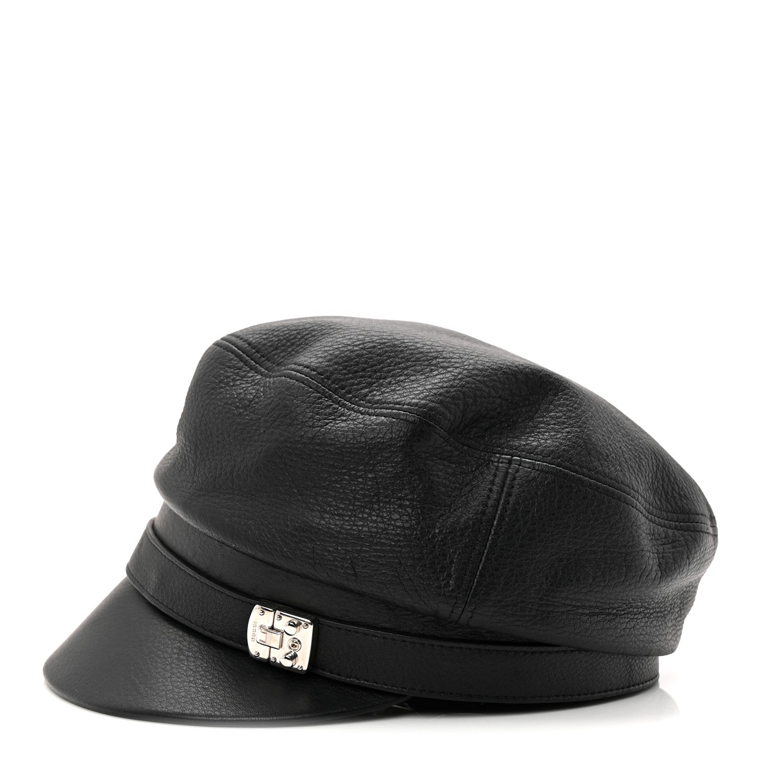 Calfskin Newsboy Hat S Black