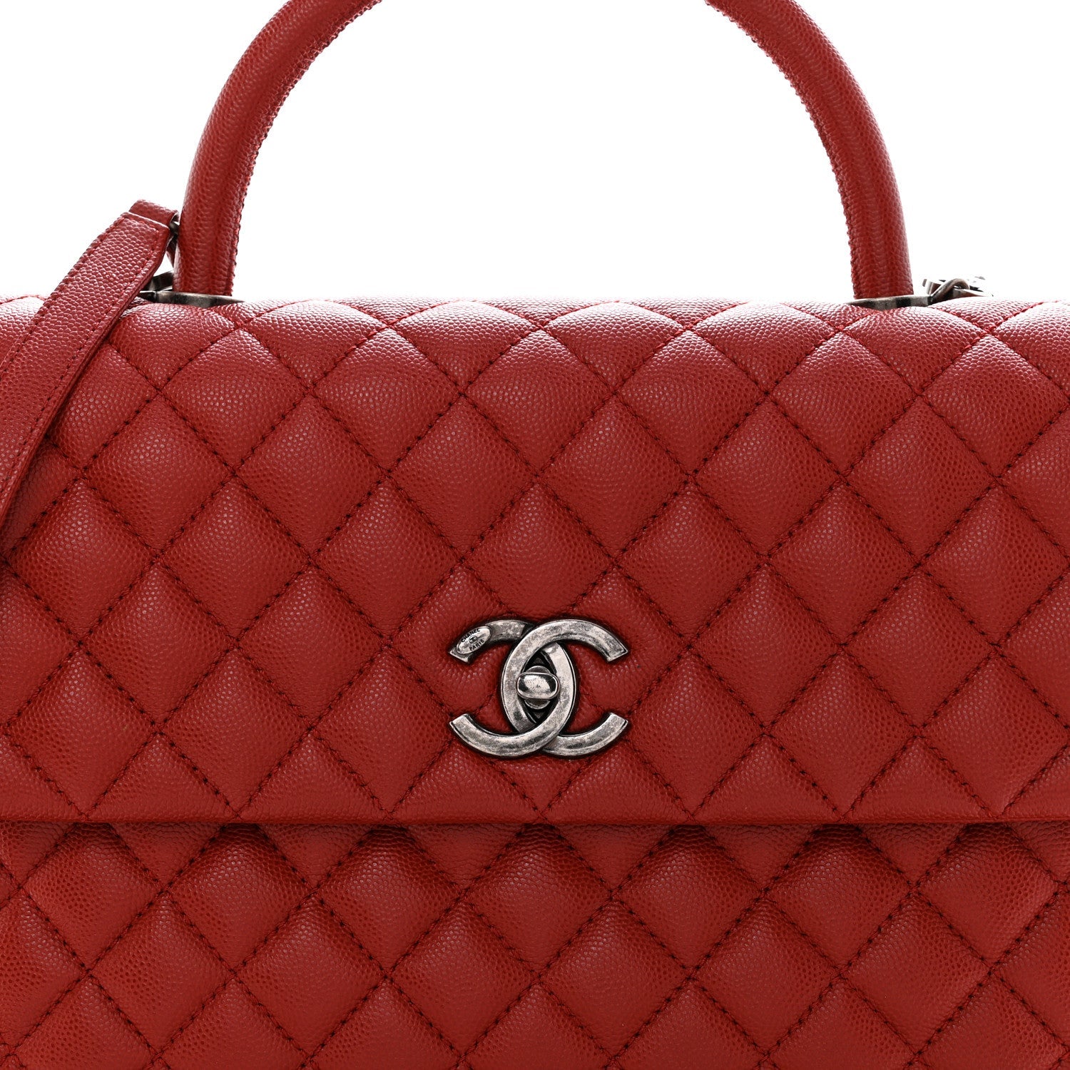 Caviar Quilted Medium Coco Handle Flap Red