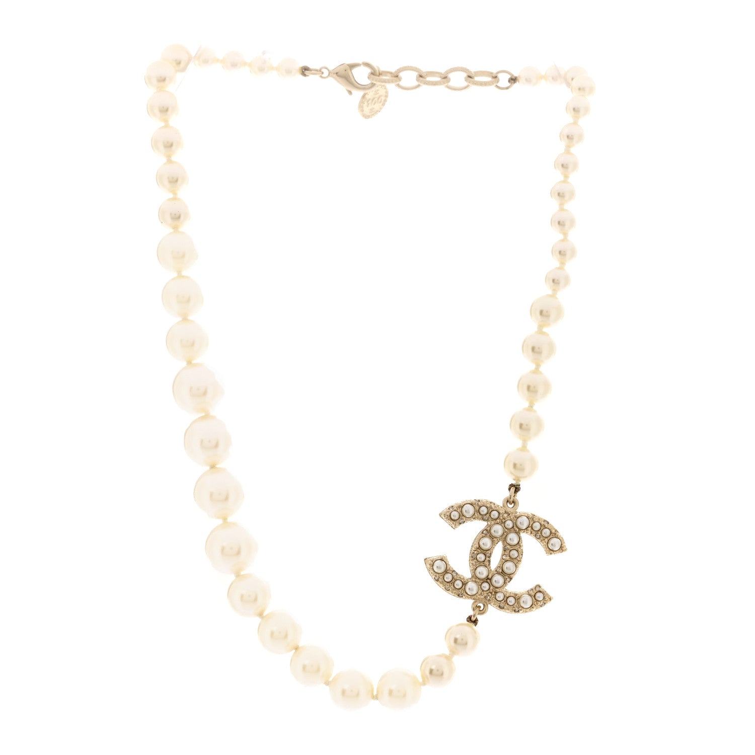 Pearl CC 100th Anniversary Necklace Light Gold
