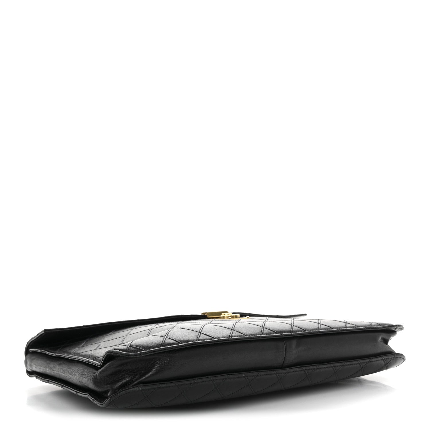 Lambskin Stitched Briefcase Bag Black