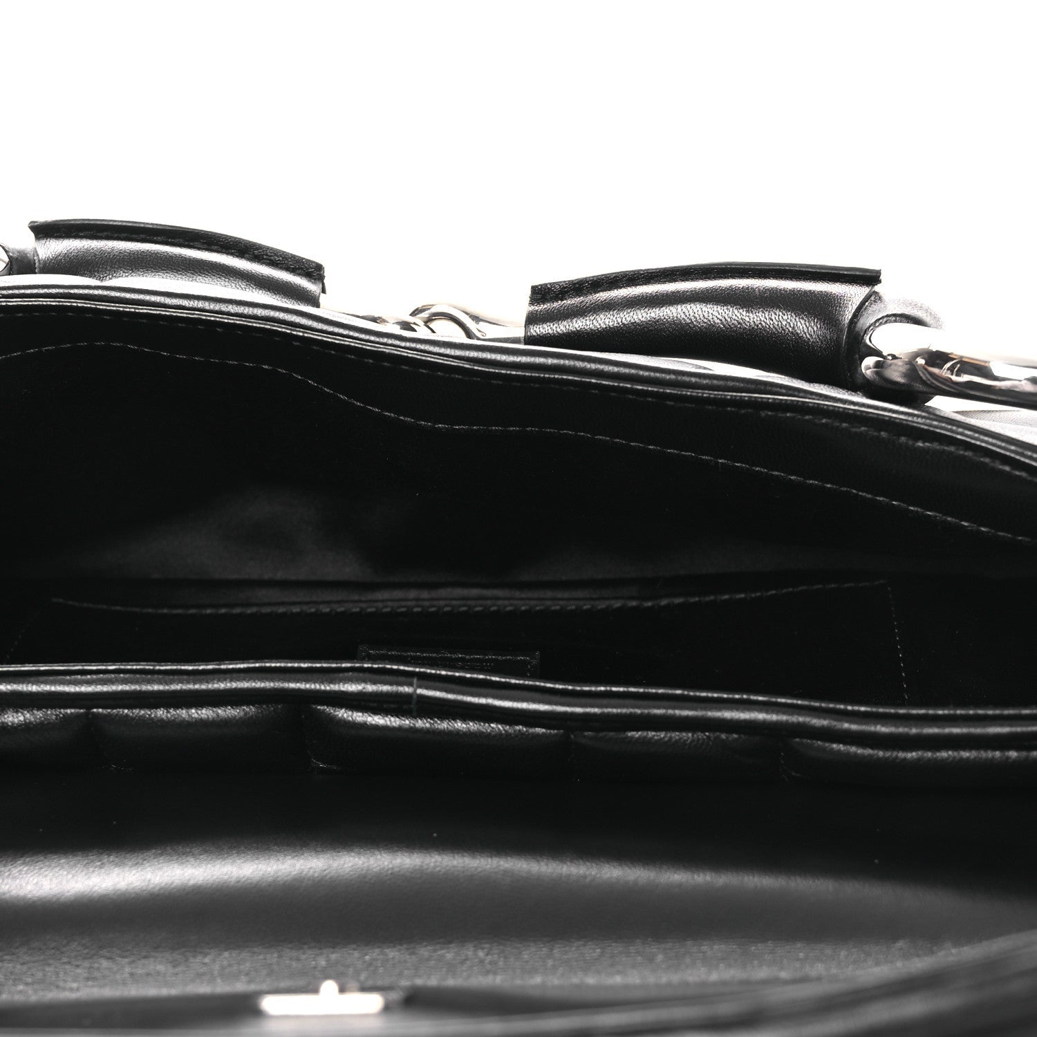 Nappa Vertical Matelasse Medium Maxi Horsebit Chain Shoulder Bag Black