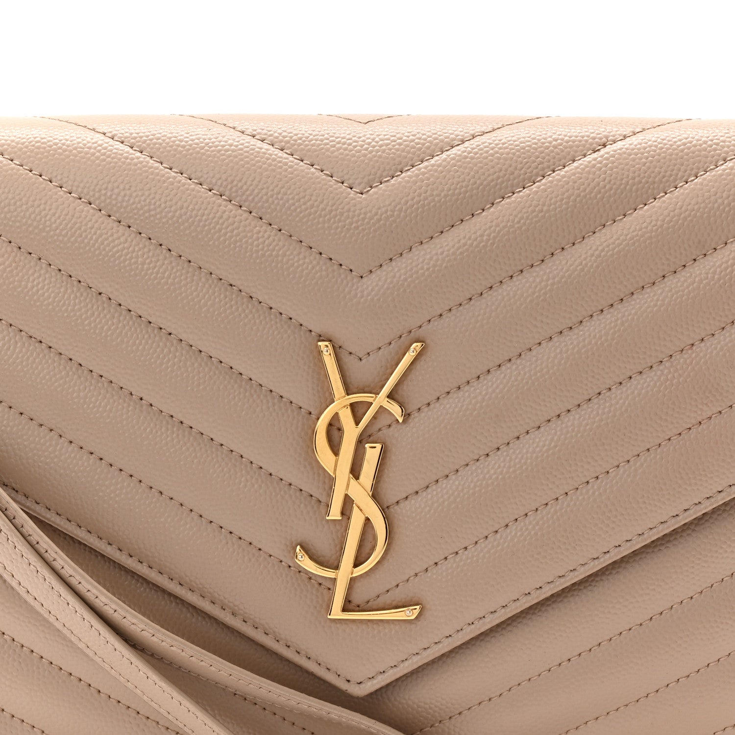 Grain De Poudre Matelasse Chevron Monogram Envelope Clutch Dark Beige