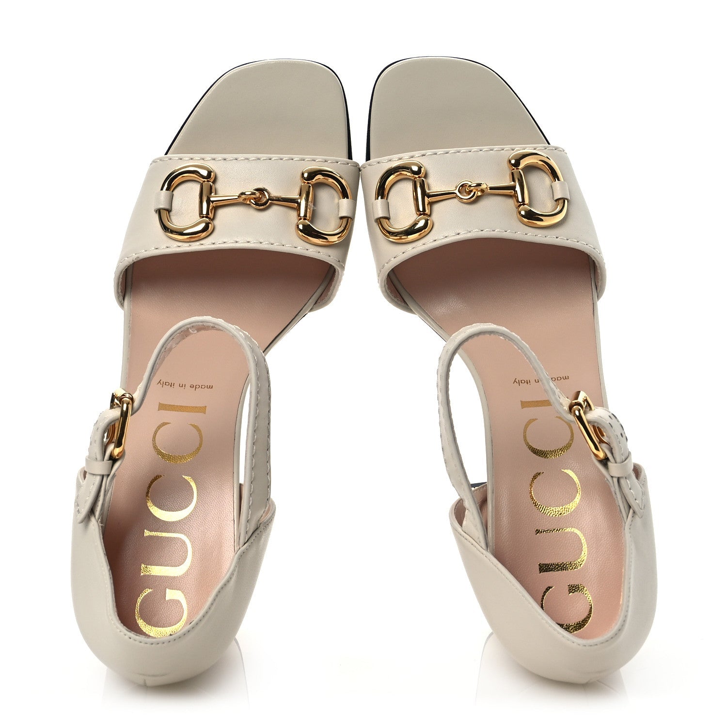 Nappa Horsebit Cross Strap 95mm Sandals 41 Mystic White