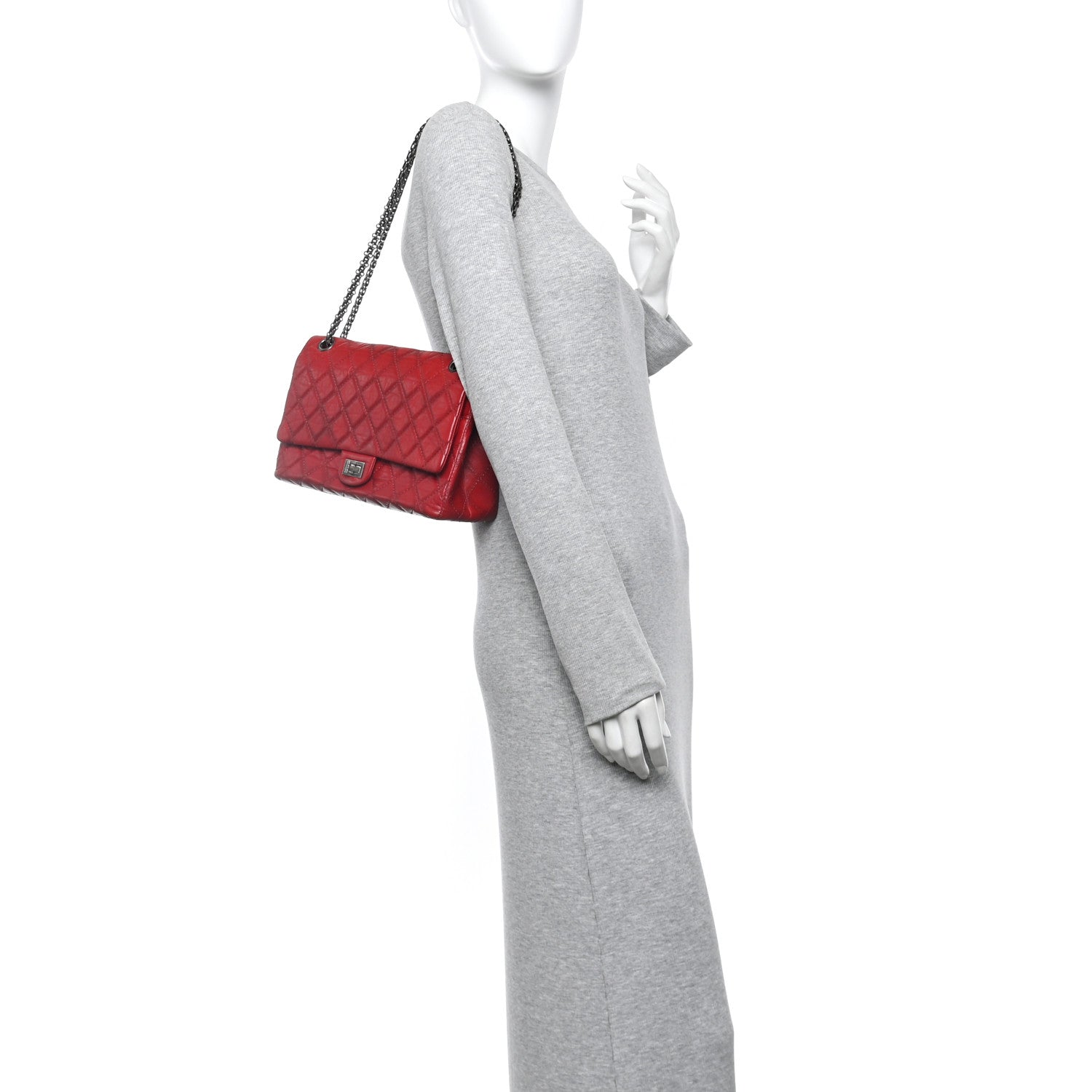 Aged Calfskin Quilted 2.55 Reissue 226 Flap Red