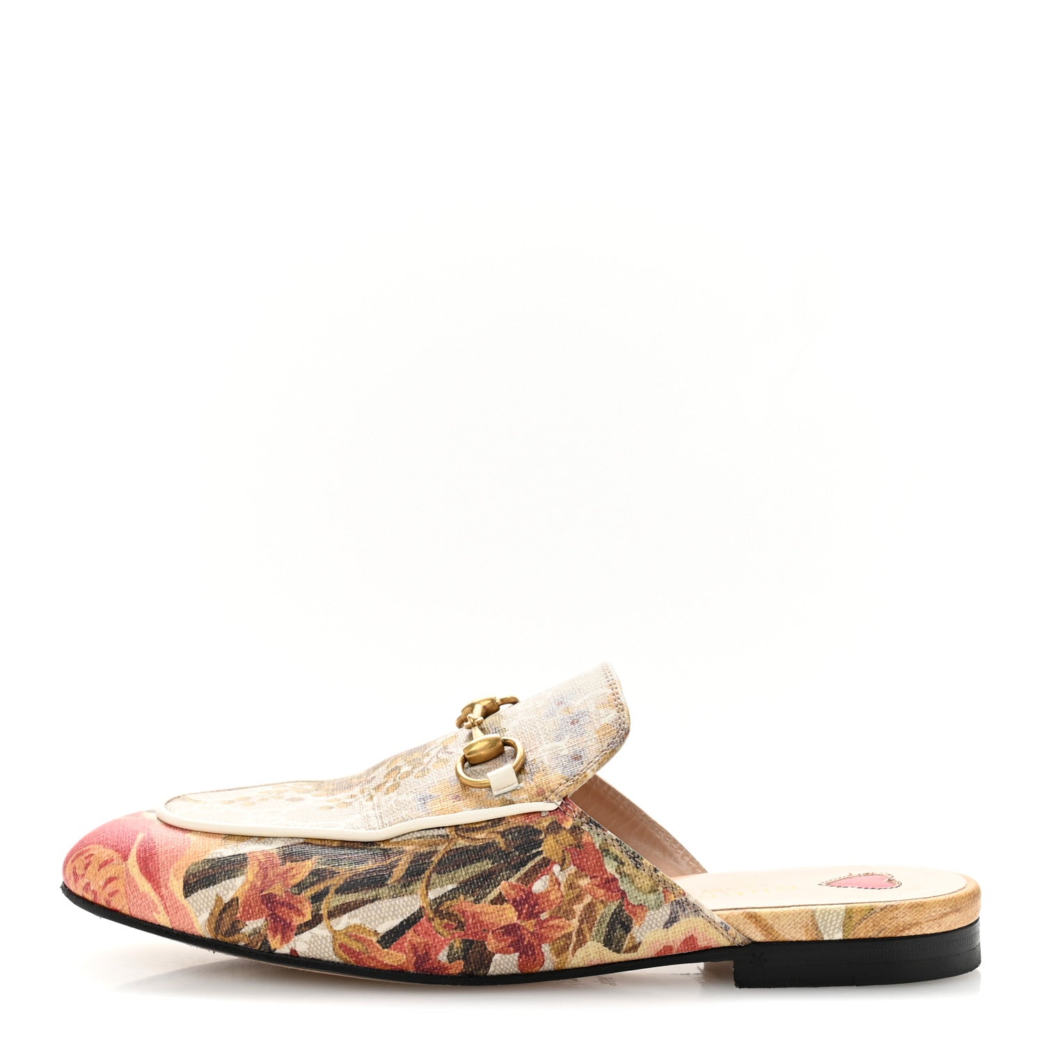 GG Supreme Monogram Malaga Kid Water Flora Womens Princetown Slippers 36.5 Beige White Multicolor Mystic White
