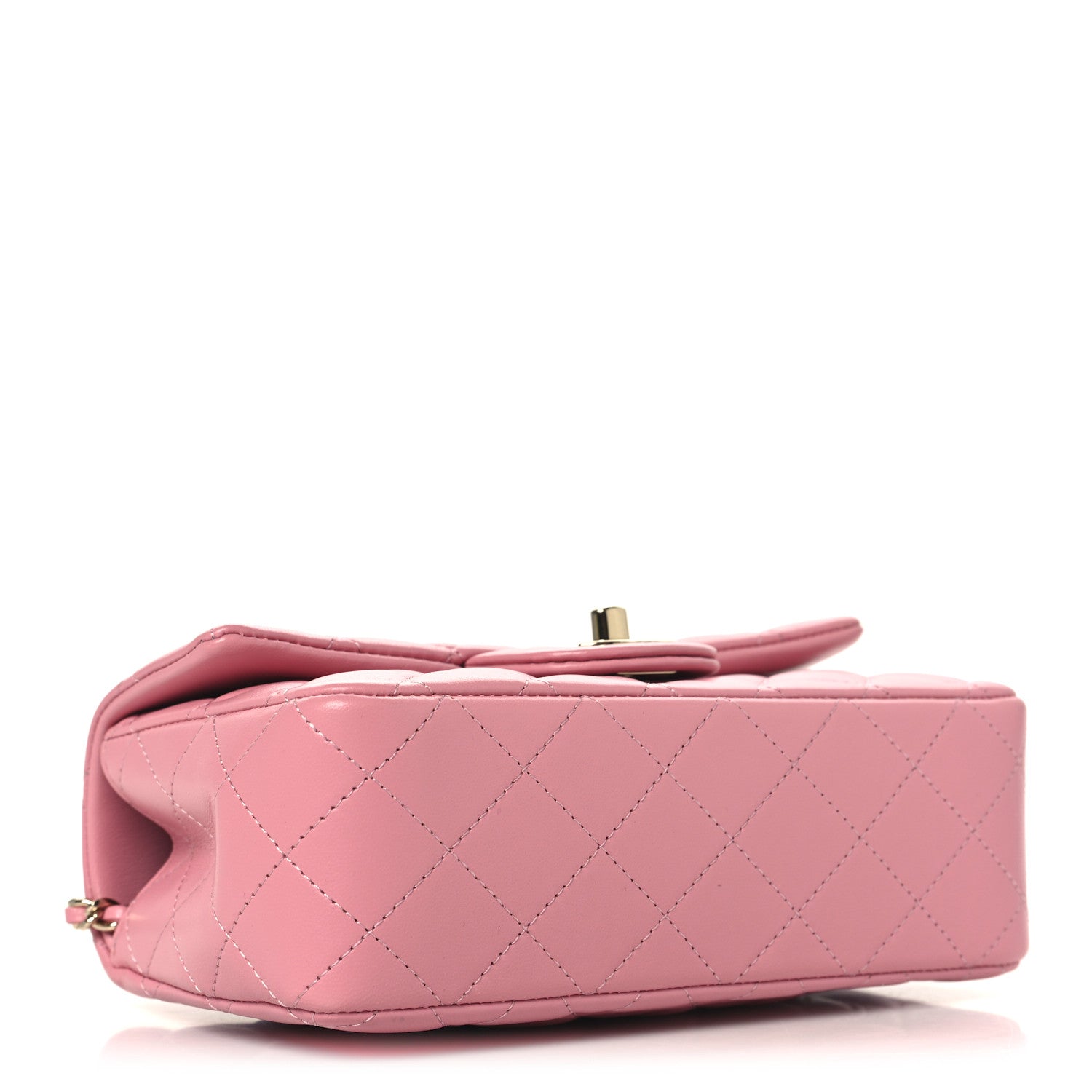 Lambskin Quilted Mini Top Handle Rectangular Flap Pink
