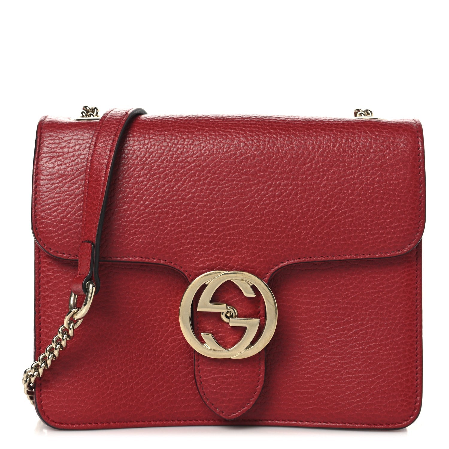 Dollar Calfskin Small Interlocking G Shoulder Bag Red