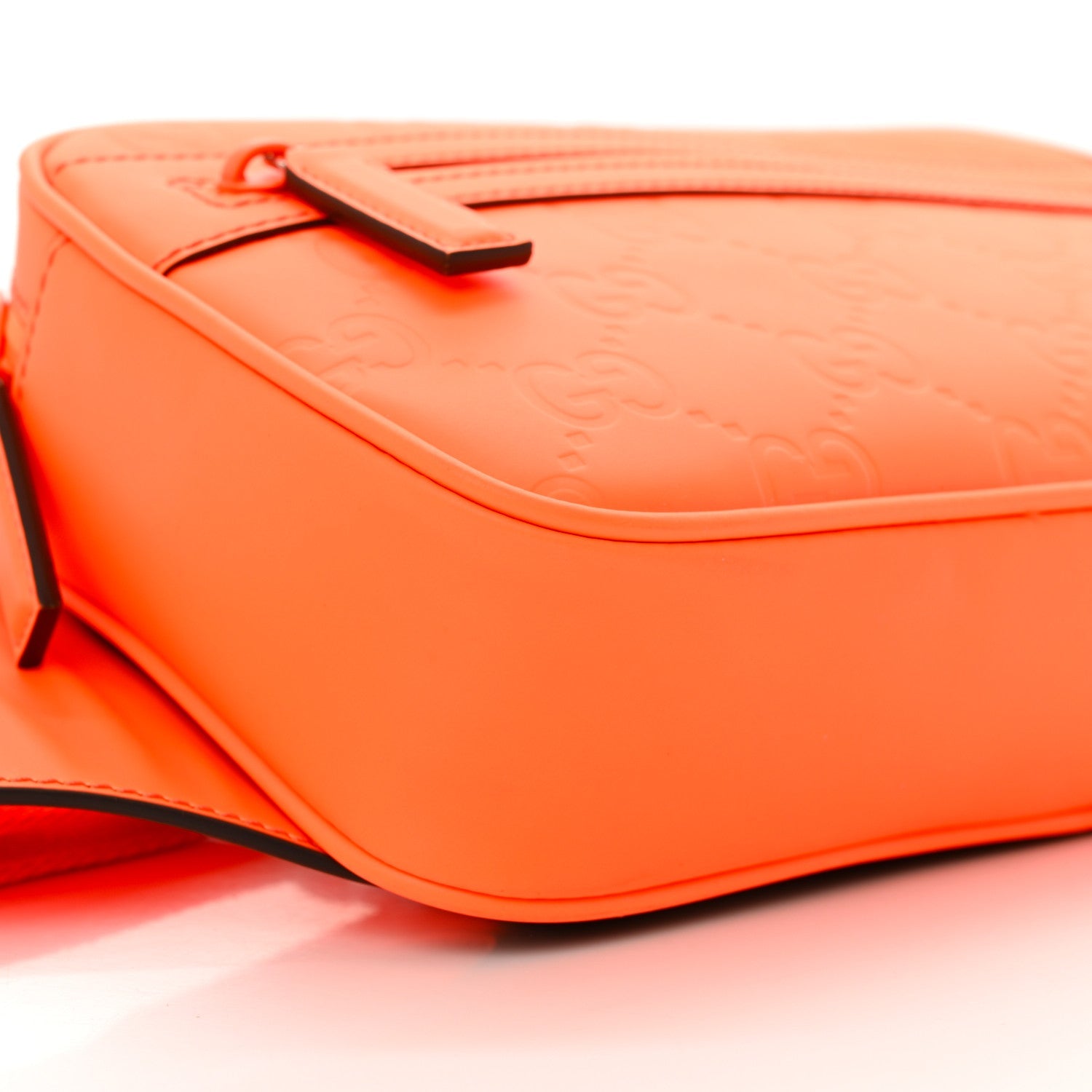 Rubber Effect Monogram GG Belt Bag New Orange Fluo