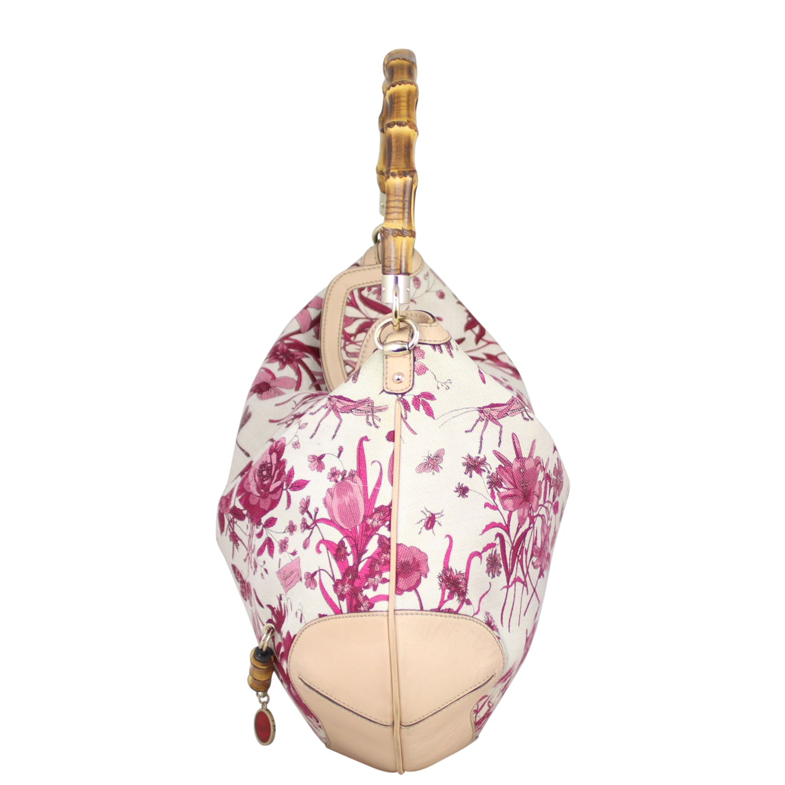 Gucci Flora Canvas Peggy Bamboo Hobo