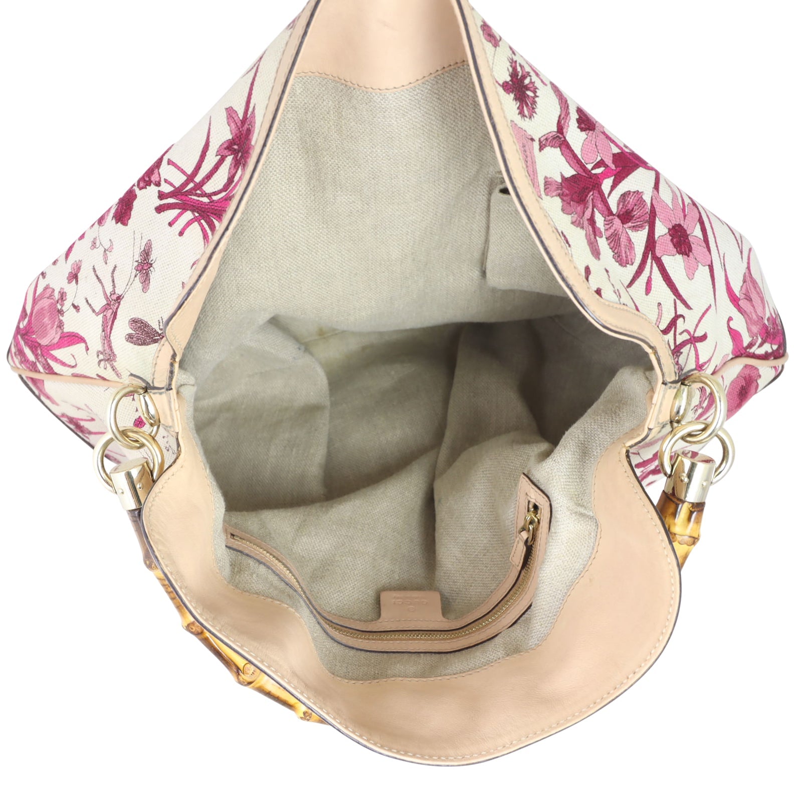 Gucci Flora Canvas Peggy Bamboo Hobo