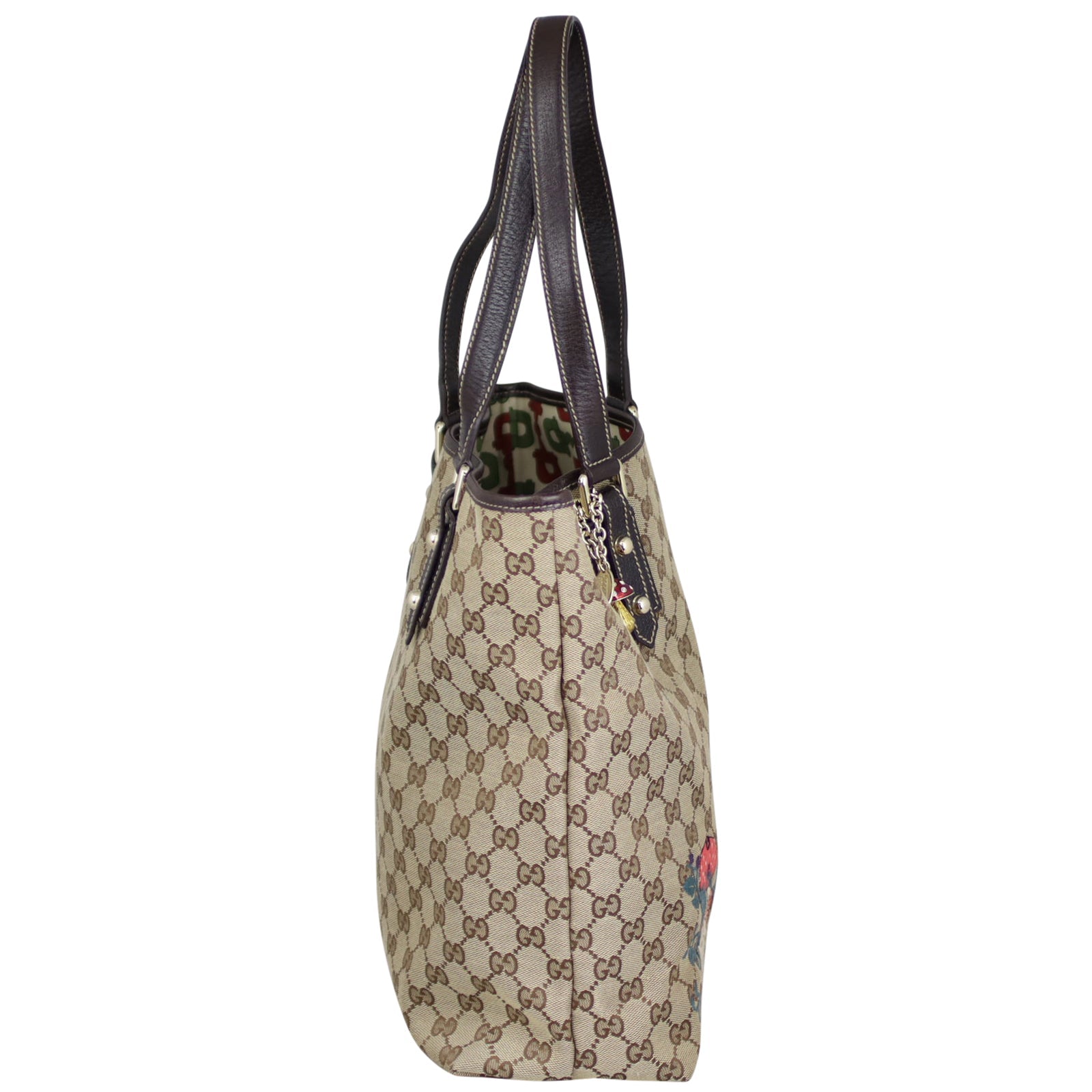 Gucci GG Canvas Embroidered Mushroom Vertical Tote
