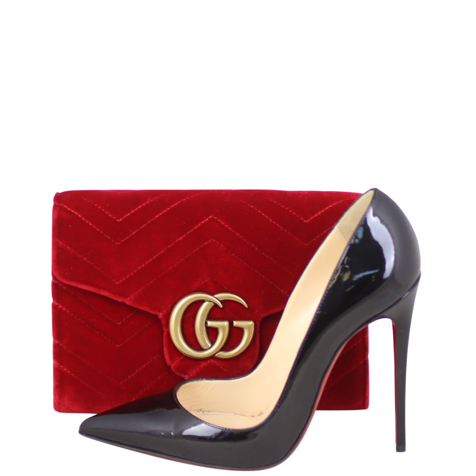 Gucci GG Marmont Matelasse Velvet Chain Wallet
