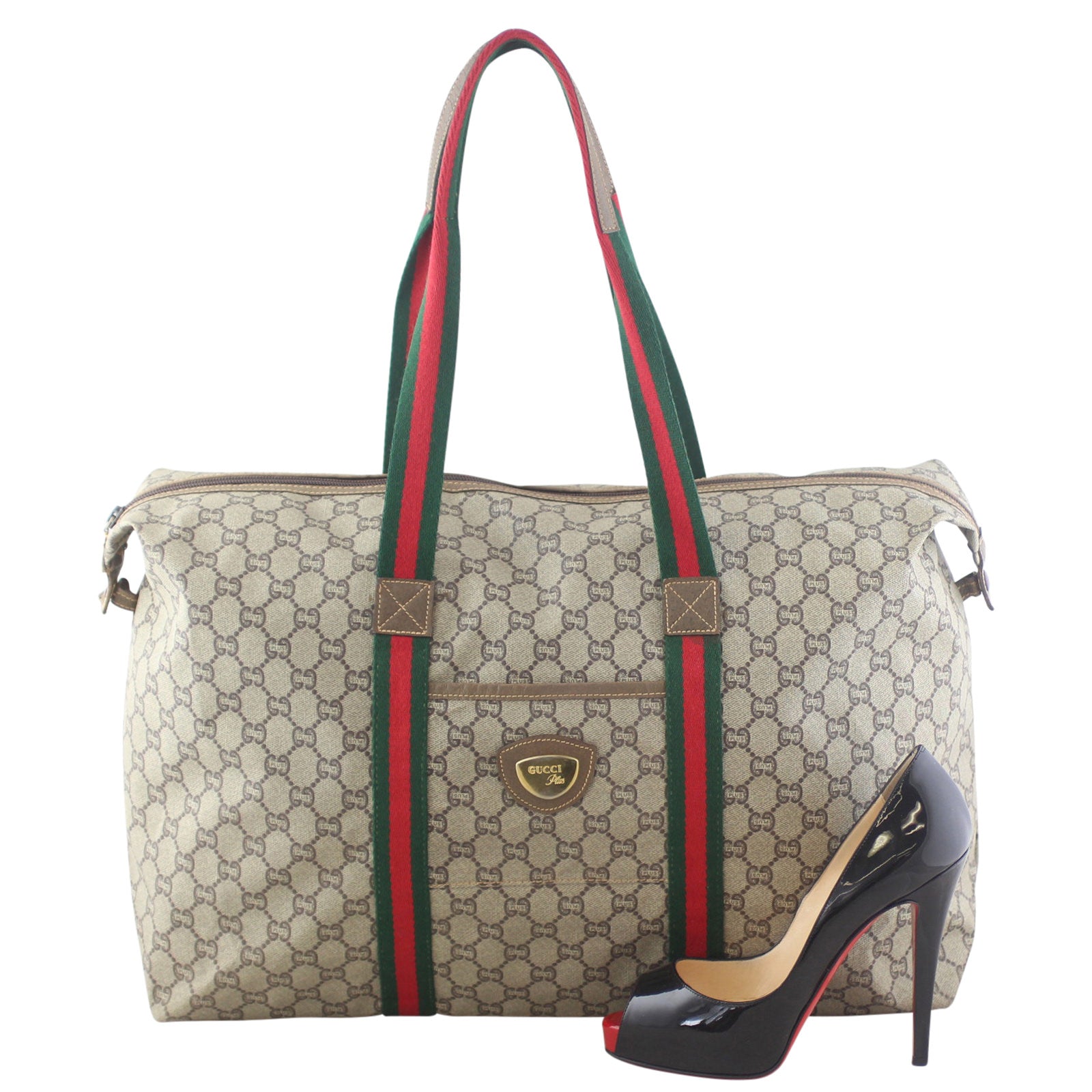 Gucci Vintage GG Plus Web Travel Tote