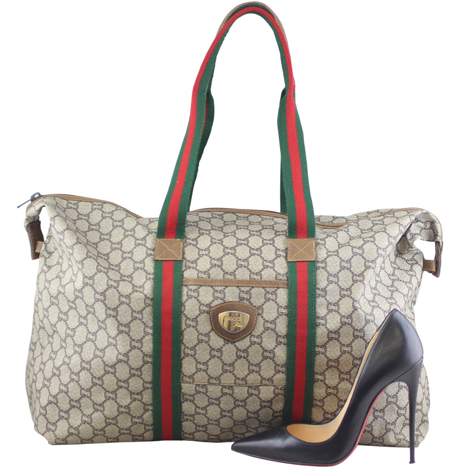 Gucci Vintage GG Plus Web Travel Tote