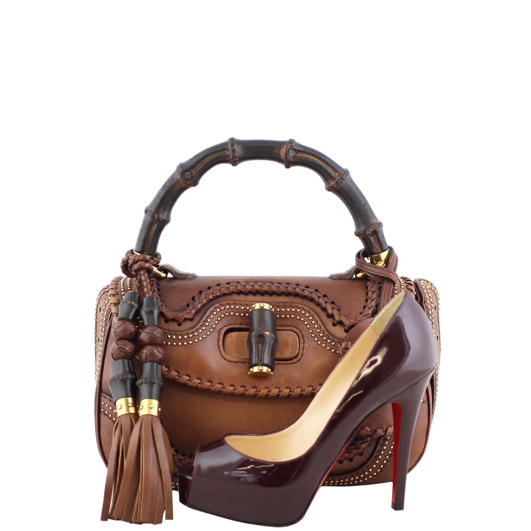Gucci New Bamboo Stud-Embellished Bag Medium