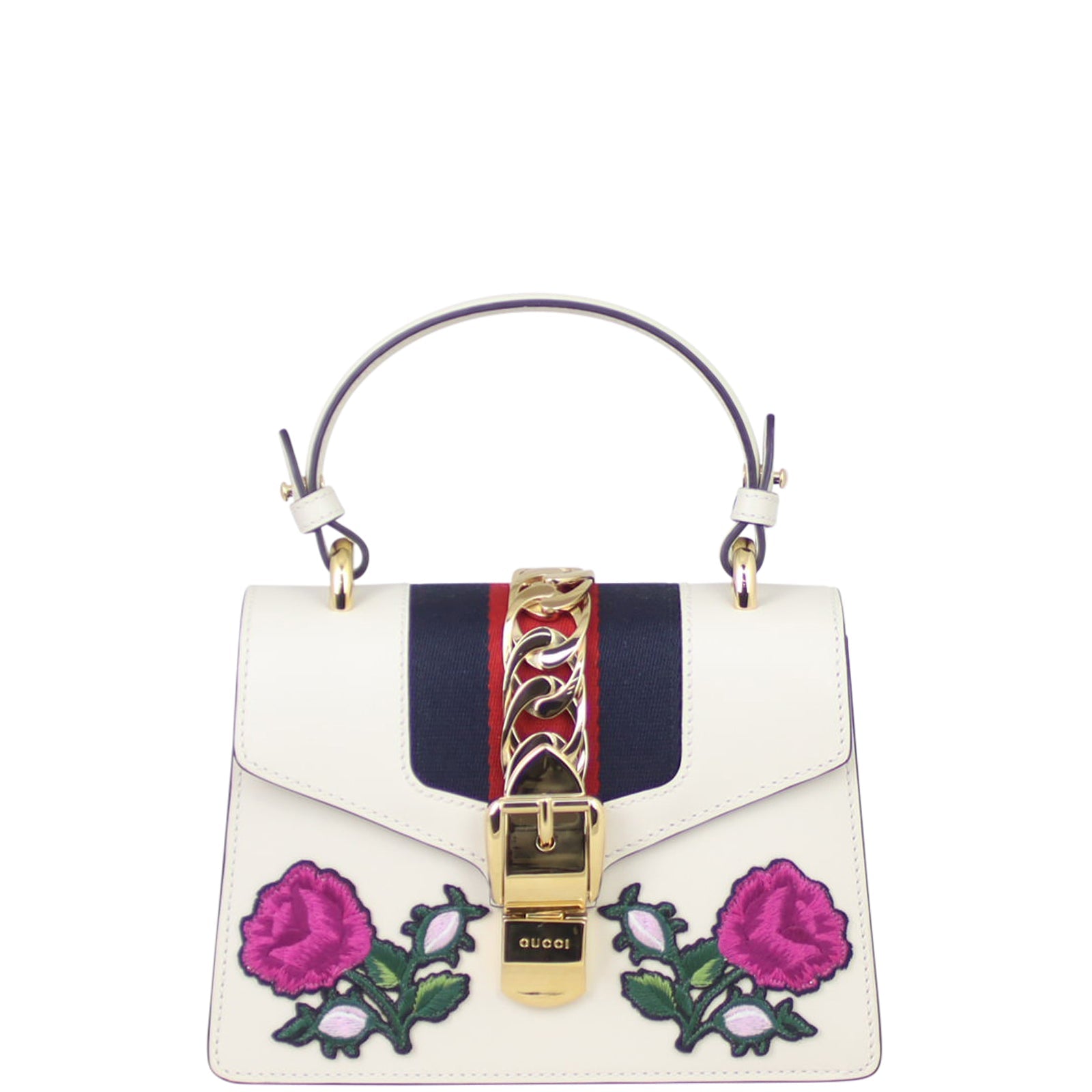 Gucci Sylvie Embroidered Top Handle Mini Bag