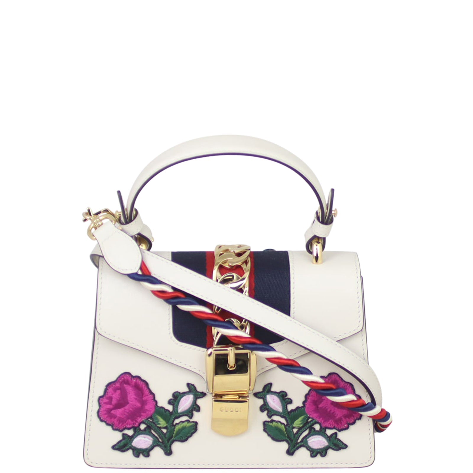 Gucci Sylvie Embroidered Top Handle Mini Bag