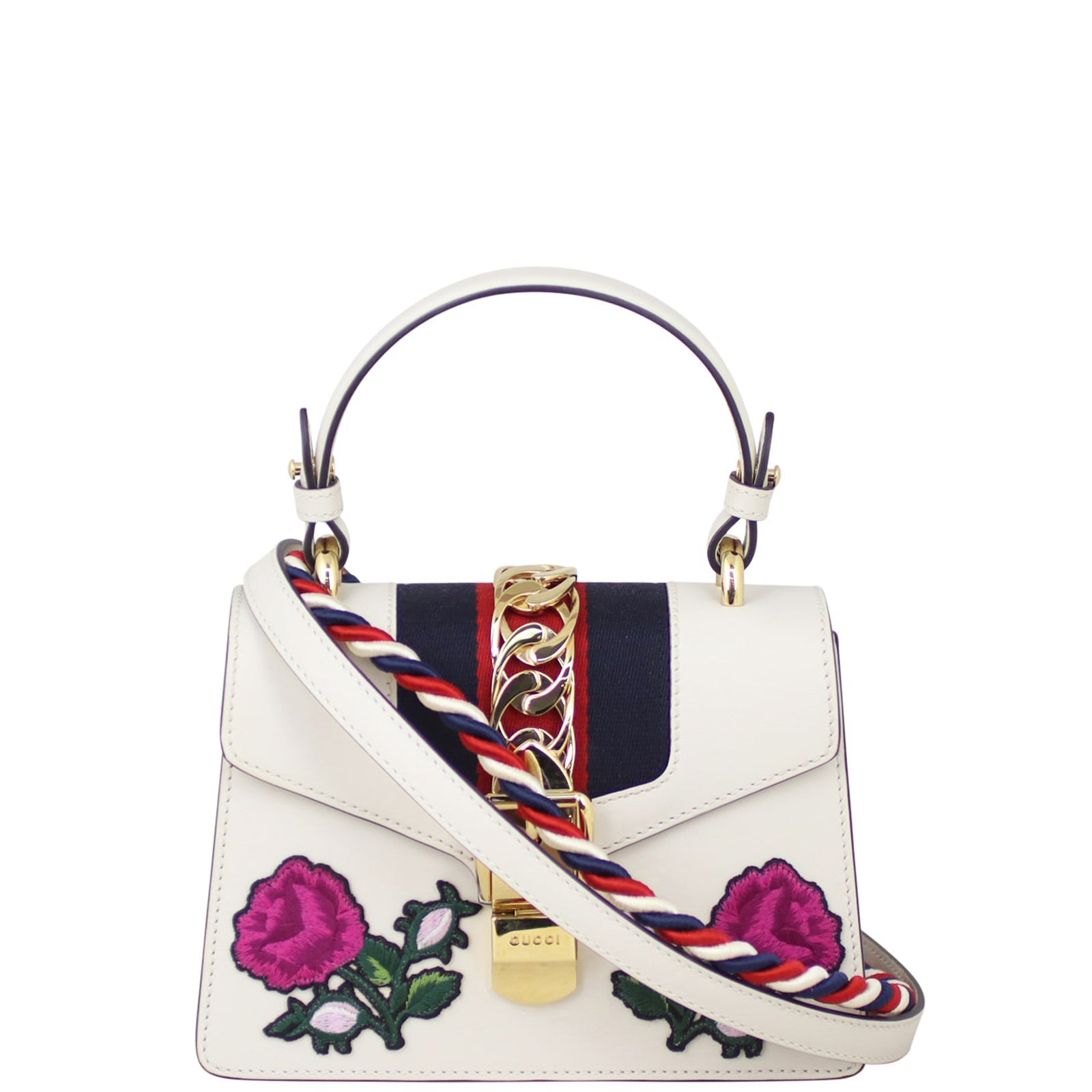 Gucci Sylvie Embroidered Top Handle Mini Bag