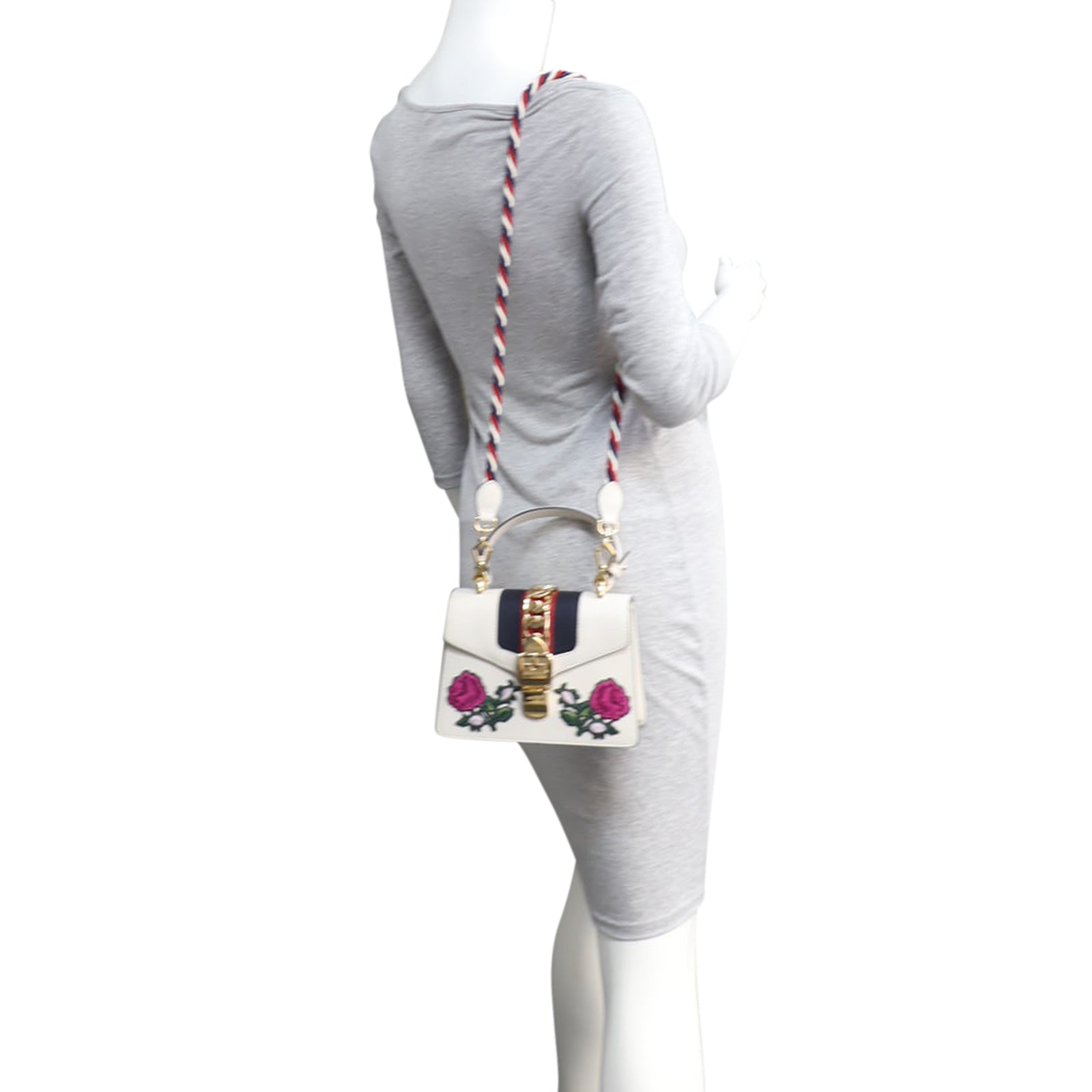 Gucci Sylvie Embroidered Top Handle Mini Bag